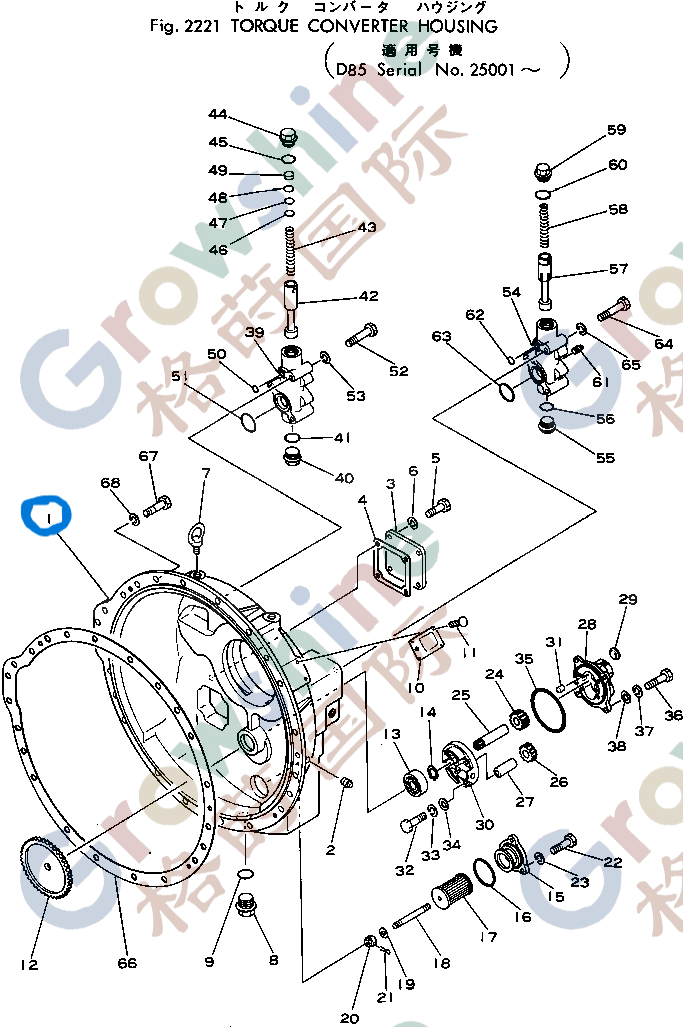 Torque Converter Housing 154-13-43111 54-13-41002 for D85A-18 D85P-18 Bulldozer