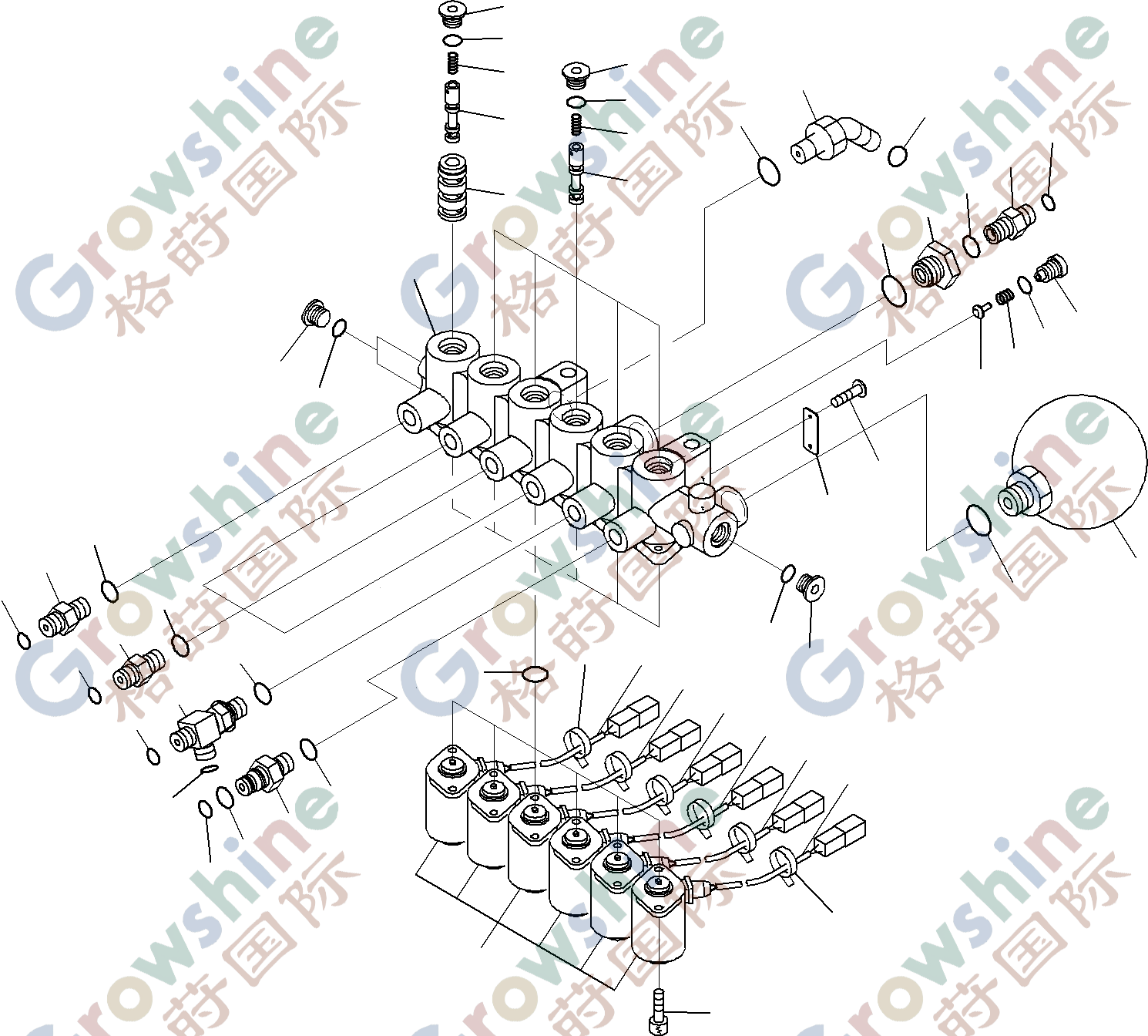Solenoid valve assembly 20Y-60-32120 20Y-60-32121 for Komatsu Excavator