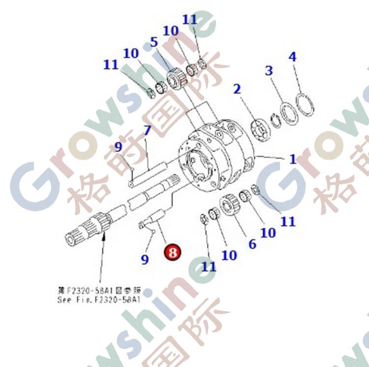 Transmission shaft for Komatsu Bulldozer D155 175-15-42532