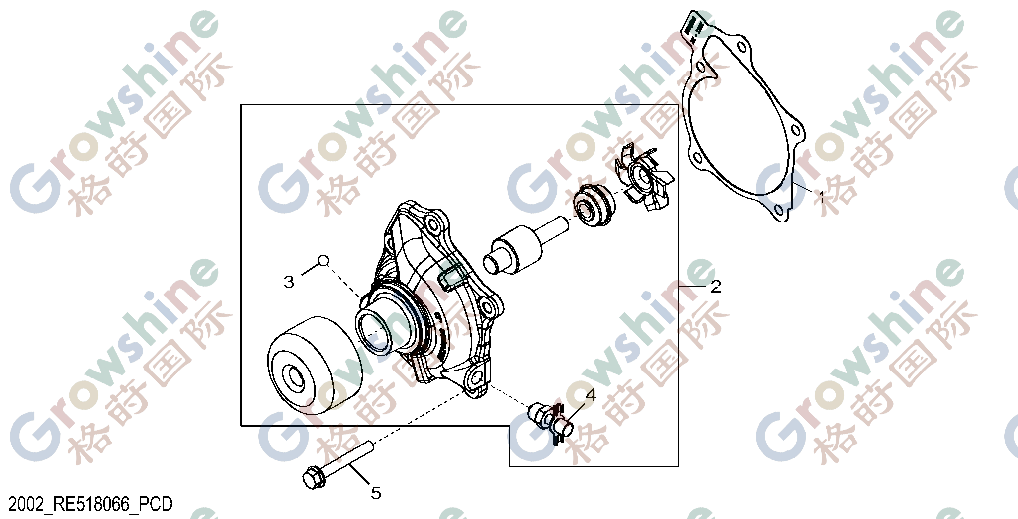 Water Pump RE545572 for John Deere 244J 313 315 317 318D 320 320D 323D 4120 4320 4520 4720 CT315 CT322